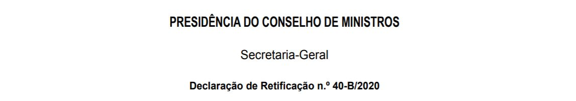 Declaração de Retificação n.º 40-B/2020