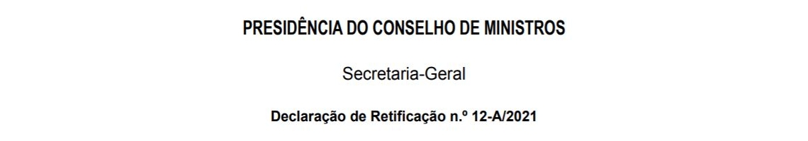 Declaração de Retificação n.º 12-A/2021