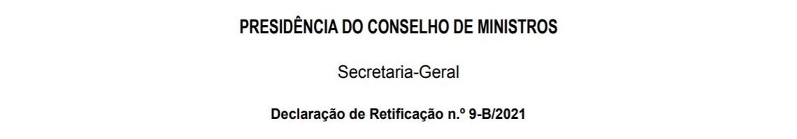 Declaração de Retificação n.º 9-B/2021