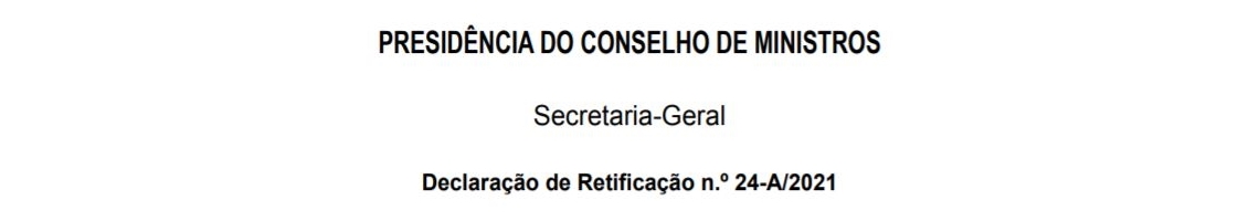 Declaração de Retificação n.º 24-A/2021