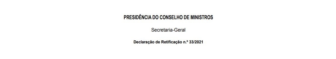 Declaração de Retificação n.º 33/2021