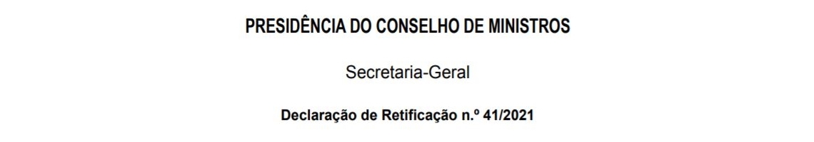 Declaração de Retificação n.º 41/2021