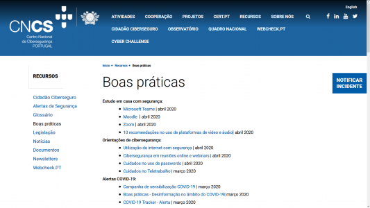 Boas práticas - Recursos - Centro Nacional de Cibersegurança